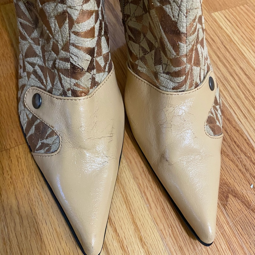 Yoki Tan and Brown Heeled Boots - Picture 11 of 13